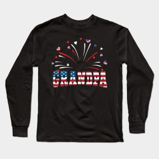 Grandpa 4th of July USA America Flag Firework Long Sleeve T-Shirt